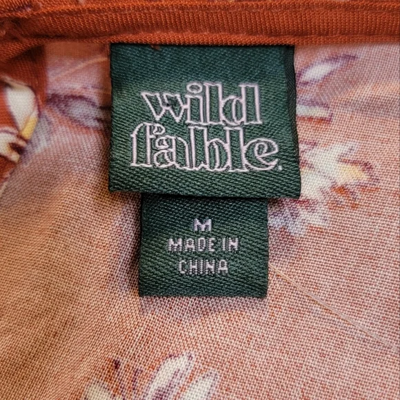 Wild Fable Burnt Orange V-Neck Bishop Sleeve Dress Size Medium NWT - Picture 5 of 9